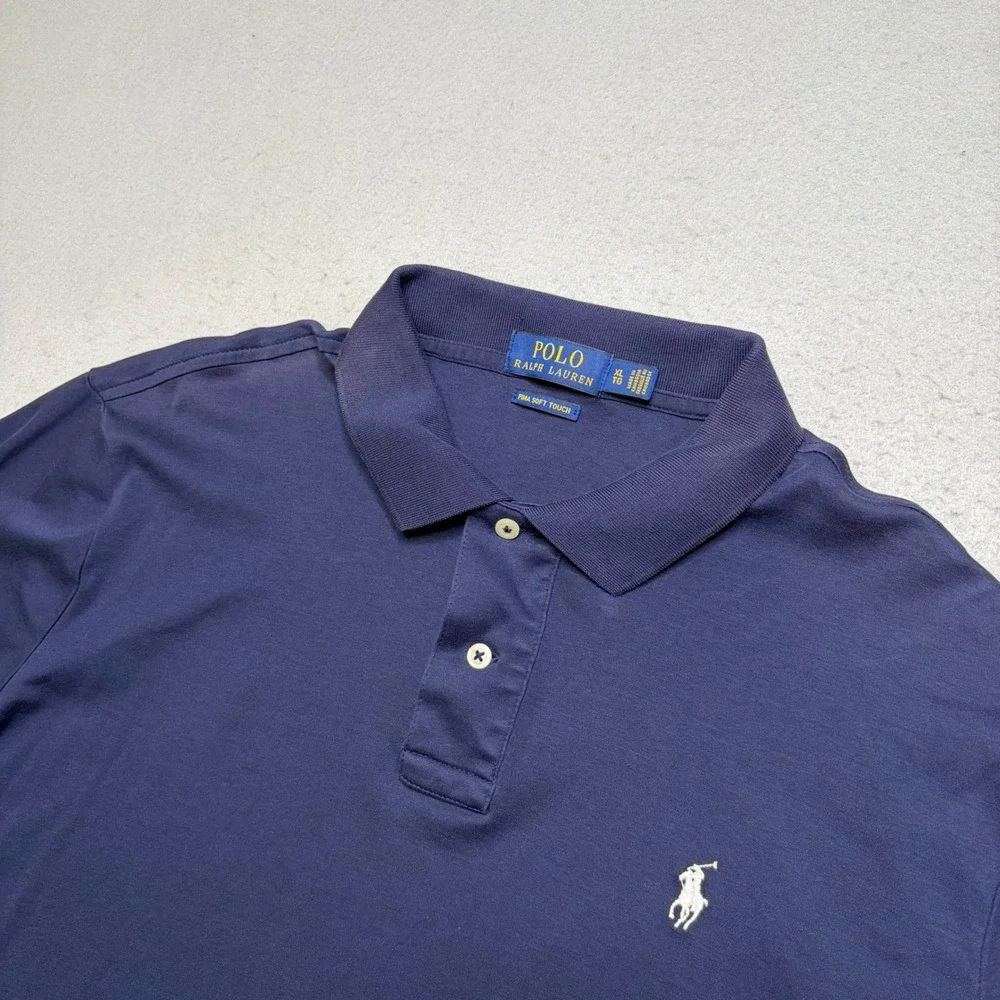 Polo Ralph Lauren Polo Shirt Mens XL Navy Blue Pima Soft Touch Short Sleeve Pony